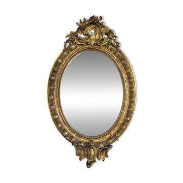 Golden wooden mirror from the Napoléon III period.