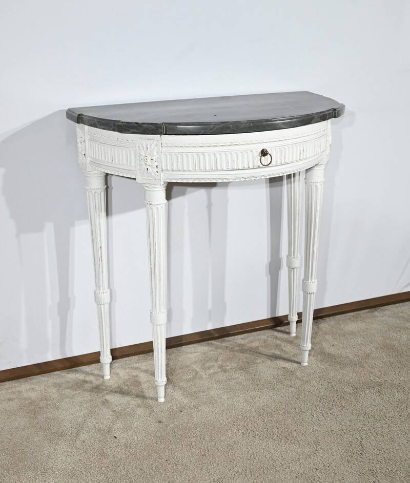 Half-Moon Console in Rechampi Wood, Louis XVI style – Early 19th century