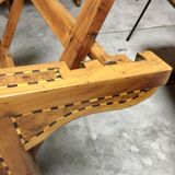 Vintage wooden veranda armchairs with inlaid marquetry 1930s