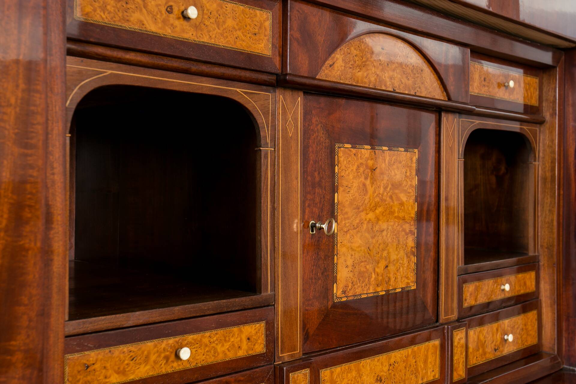 19th Century Mahogany Secretary Desk, French Polish