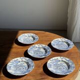 Set of 5 blue English plates D23