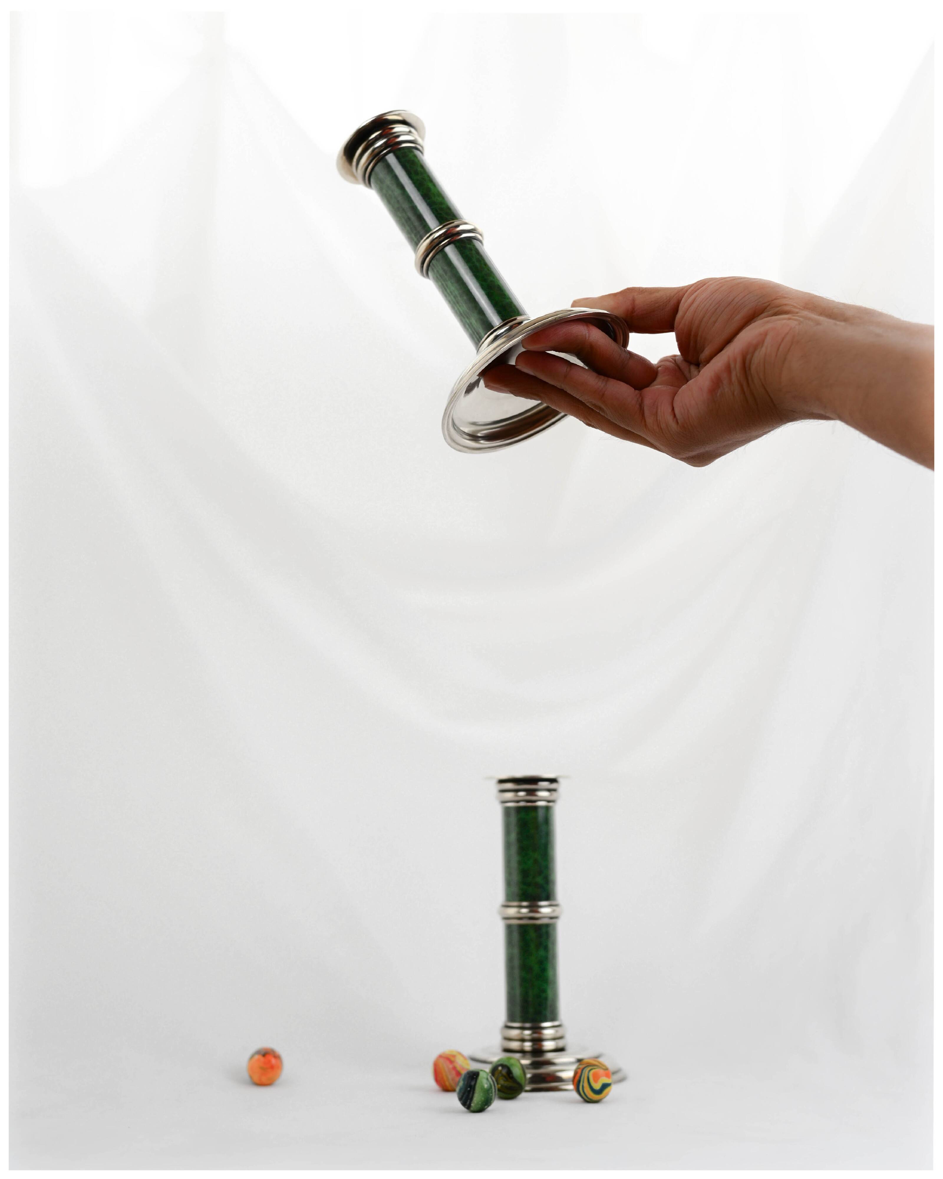 Puiforcat - pair of candlesticks and bowl