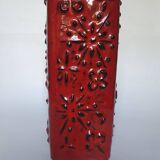 Red ceramic vase Scheurich Germany 70s