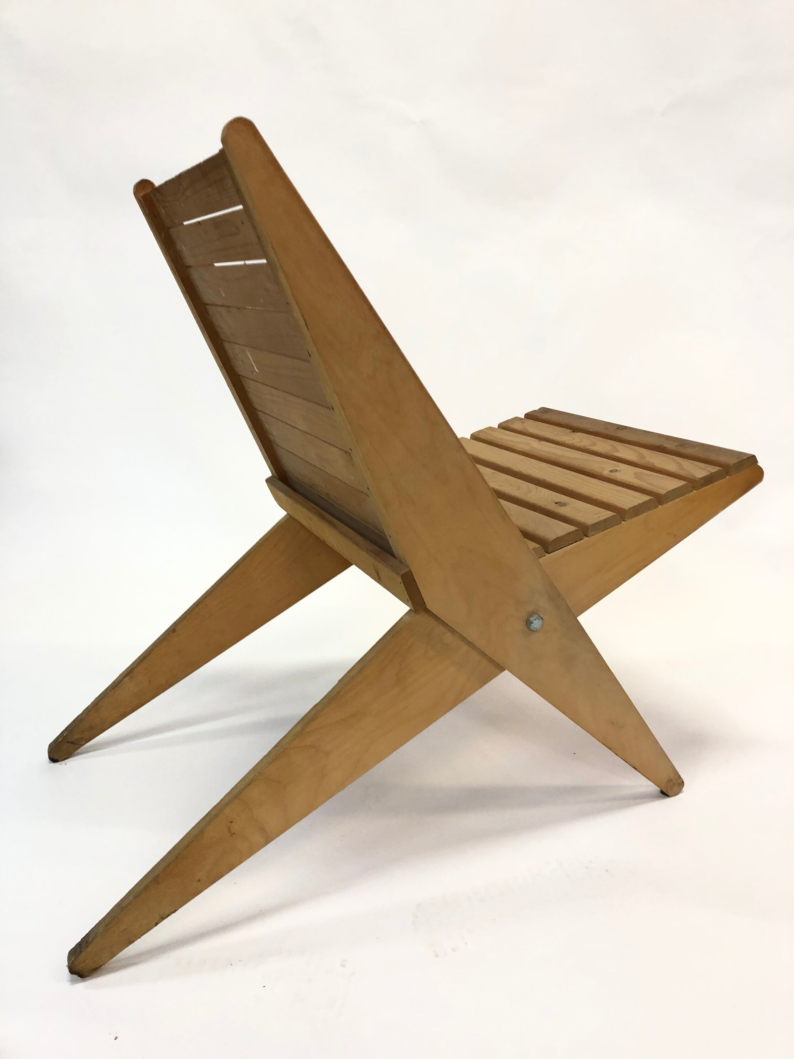 Wooden garden chair folding from the 70s in the Netherlands