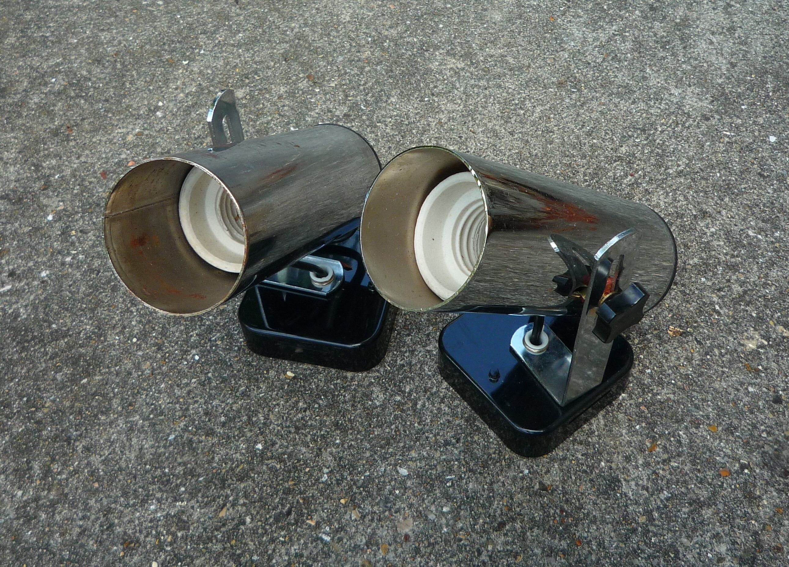 Pair of spotlight lamps, chromed metal, vintage 1970s