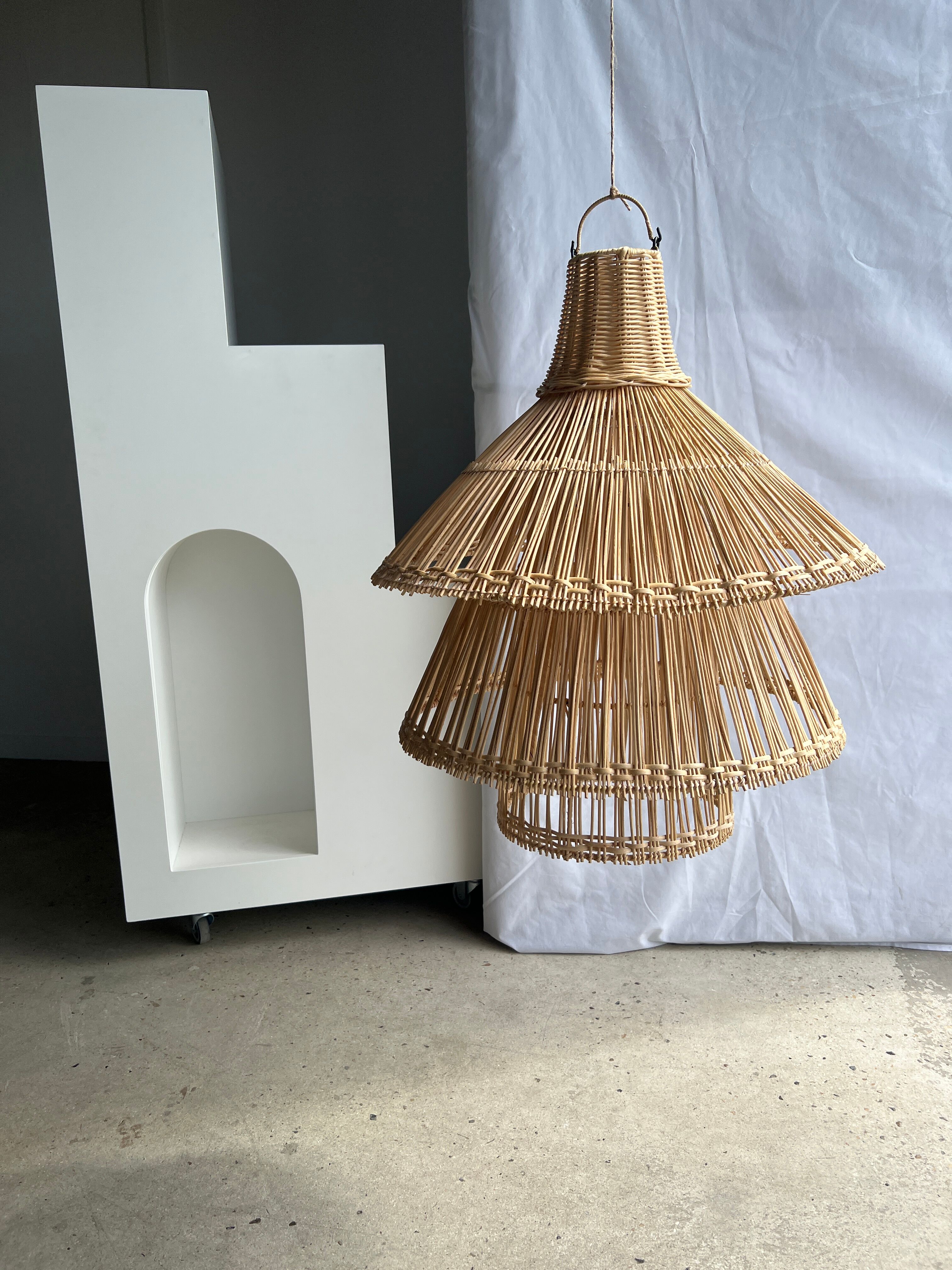 Rattan pendant lamp or light in the shape of an Asian lantern