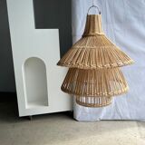 Rattan pendant lamp or light in the shape of an Asian lantern