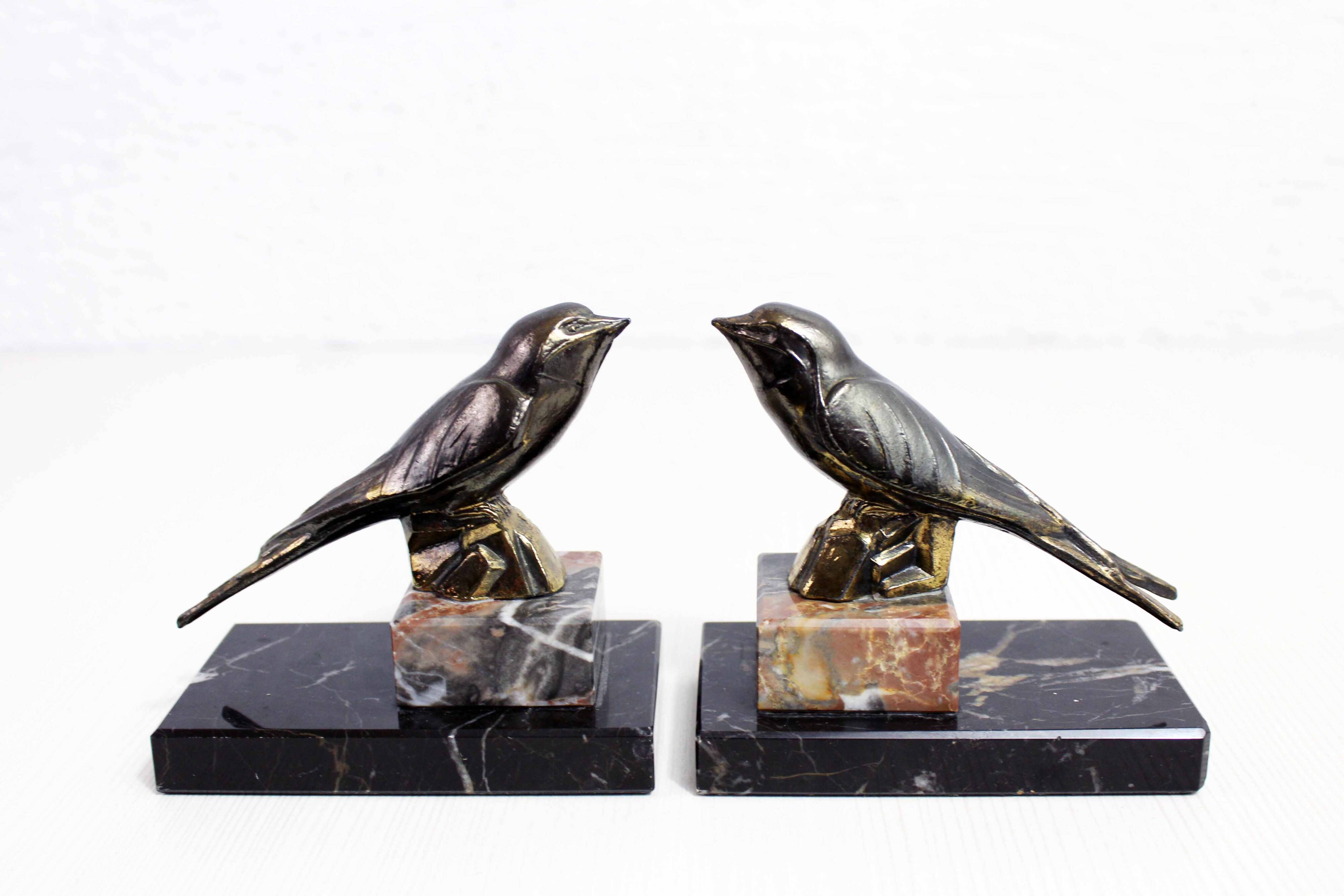 Bird bookends in brass and marble
