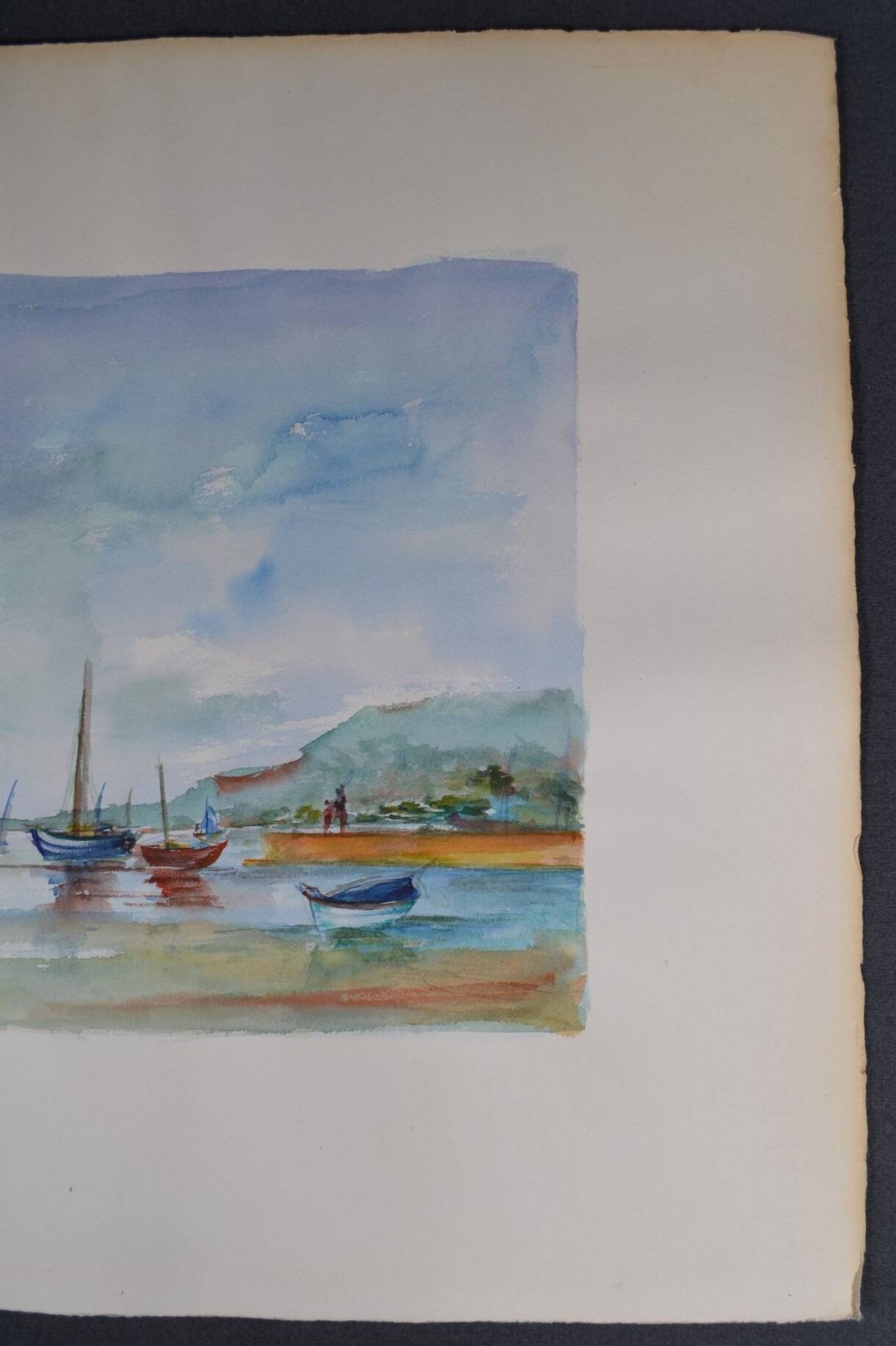 French school 20th century d martine: sailboats on the sea, watercolor