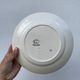 7 flat plates in white and red burgundy porcelain vintage Badonviller model Louise