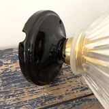Vintage holophanous glass ceiling lamp
