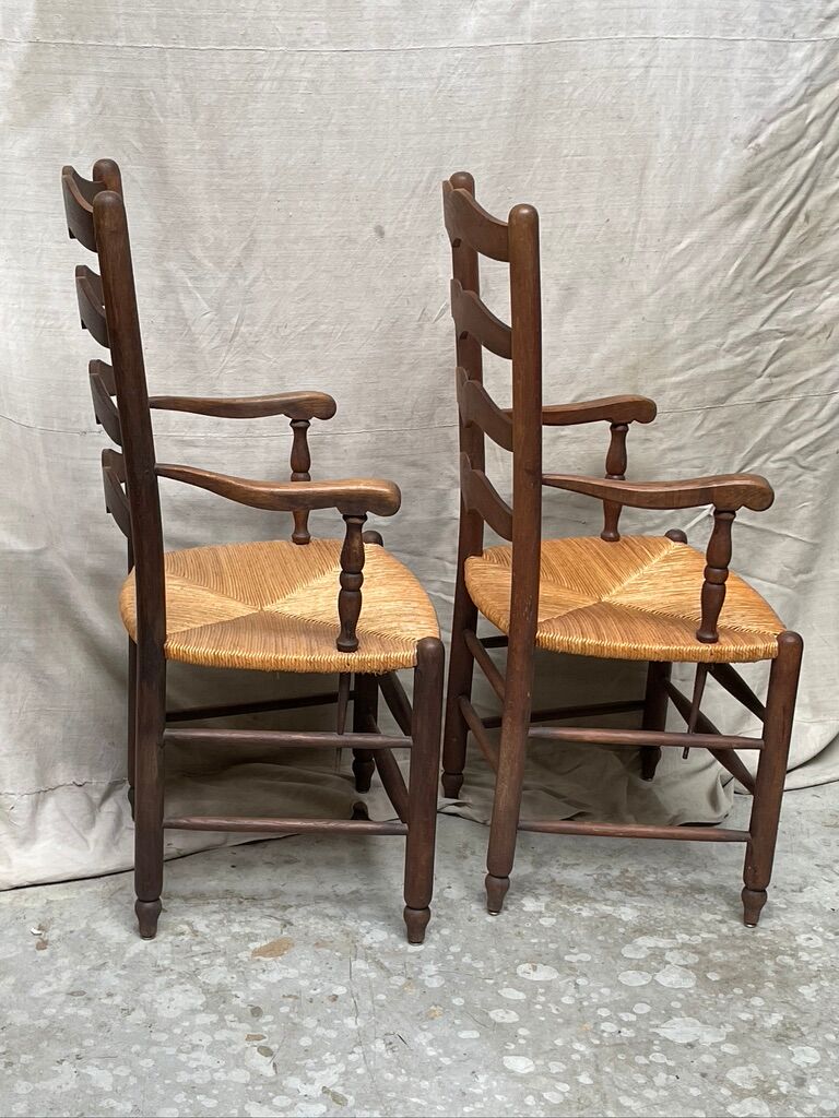 Pair of straw armchairs