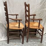 Pair of straw armchairs