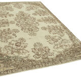 Handwoven vintage anatolian beige rug 187 cm x 307 cm