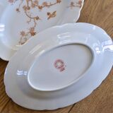 Pair of antique Limoges Haviland porcelain relish dishes with bird decoration