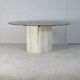 Table de séjour, piètement en pierre et plateau elliptique en verre fumé, Italie, 1970