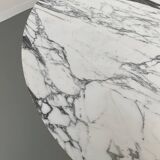 60s marble table with chrome cross base