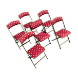 Set of 6 gold metal folding chairs