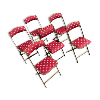 Lot de 6 chaises pliantes en métal doré