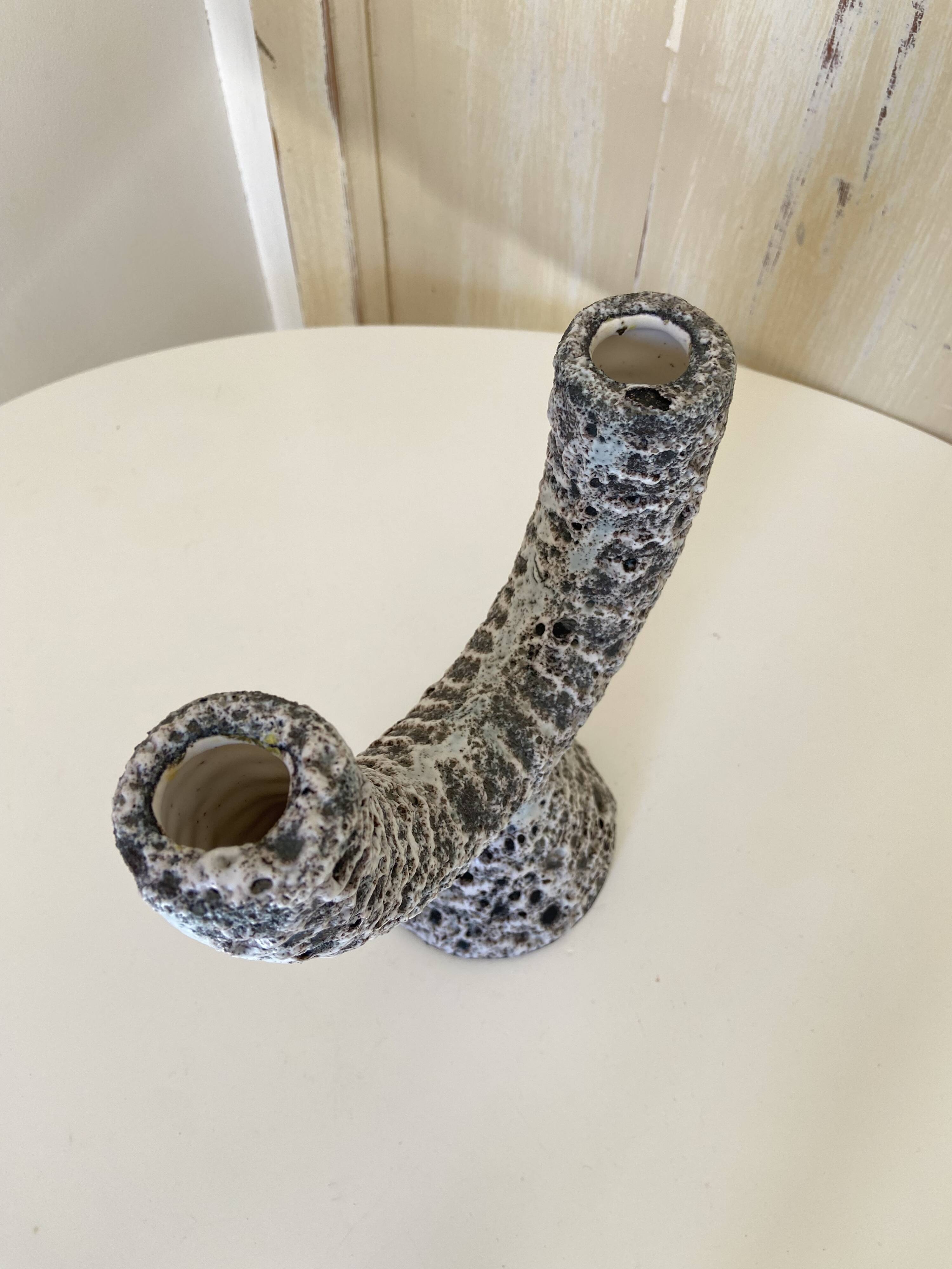 Candelabra candlestick candlestick 2 candles in fat lava style ceramic
