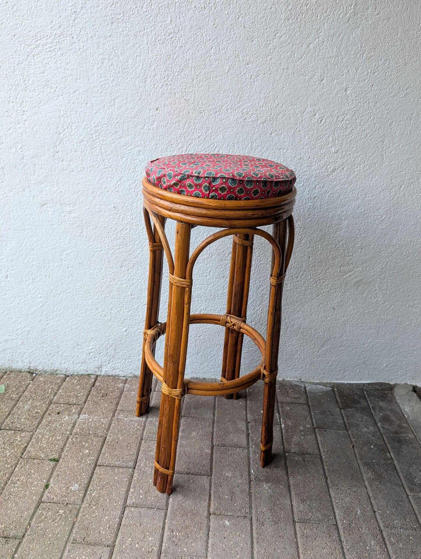 Tabouret haut en rotin – années 1960