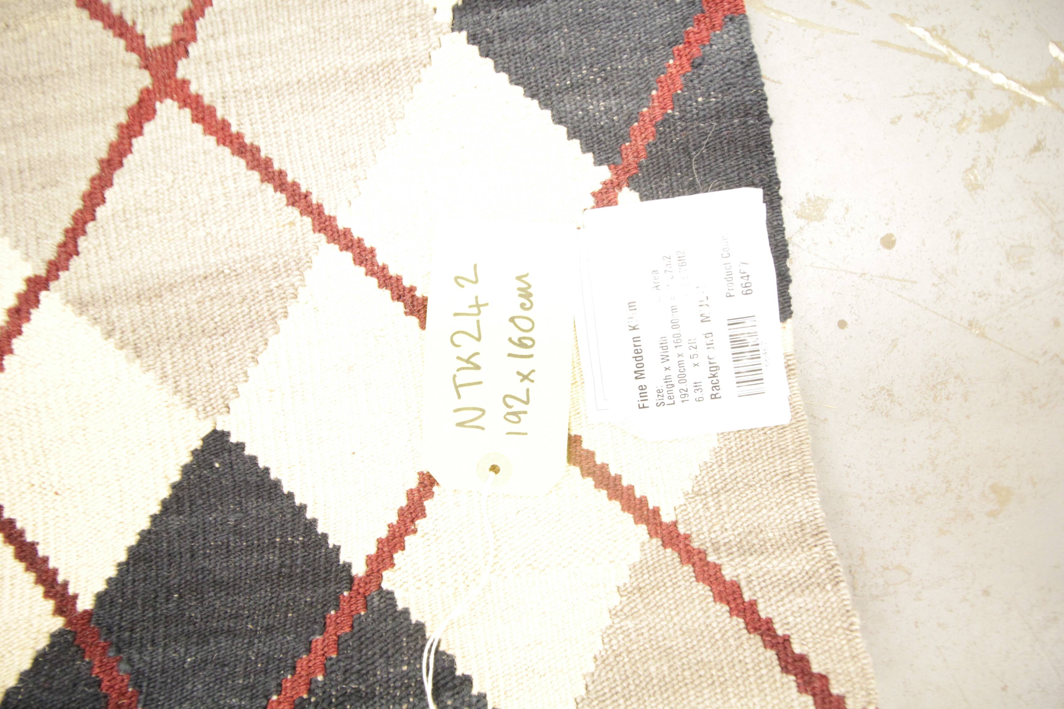 Modern Kilim blue check pattern wool kilim carpet geometric kelim area rug