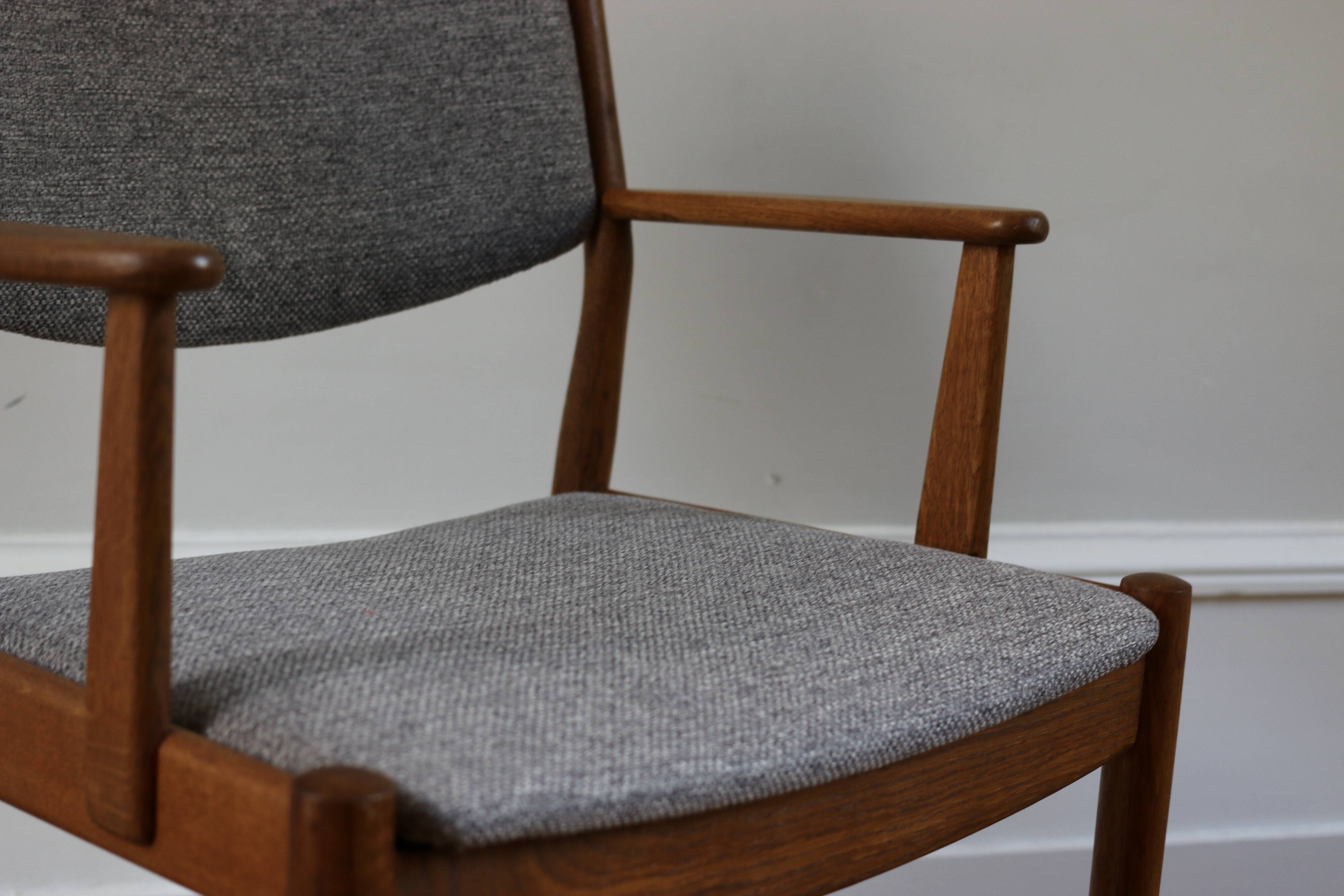 Pair of vintage Scandinavian Poul Volther J72 oak armchairs, 1960s