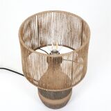 Handmade Søholm / Einar Johansen ceramic table lamp with jute lampshade / Mid-century Danish modern design / 1960s / 1970s