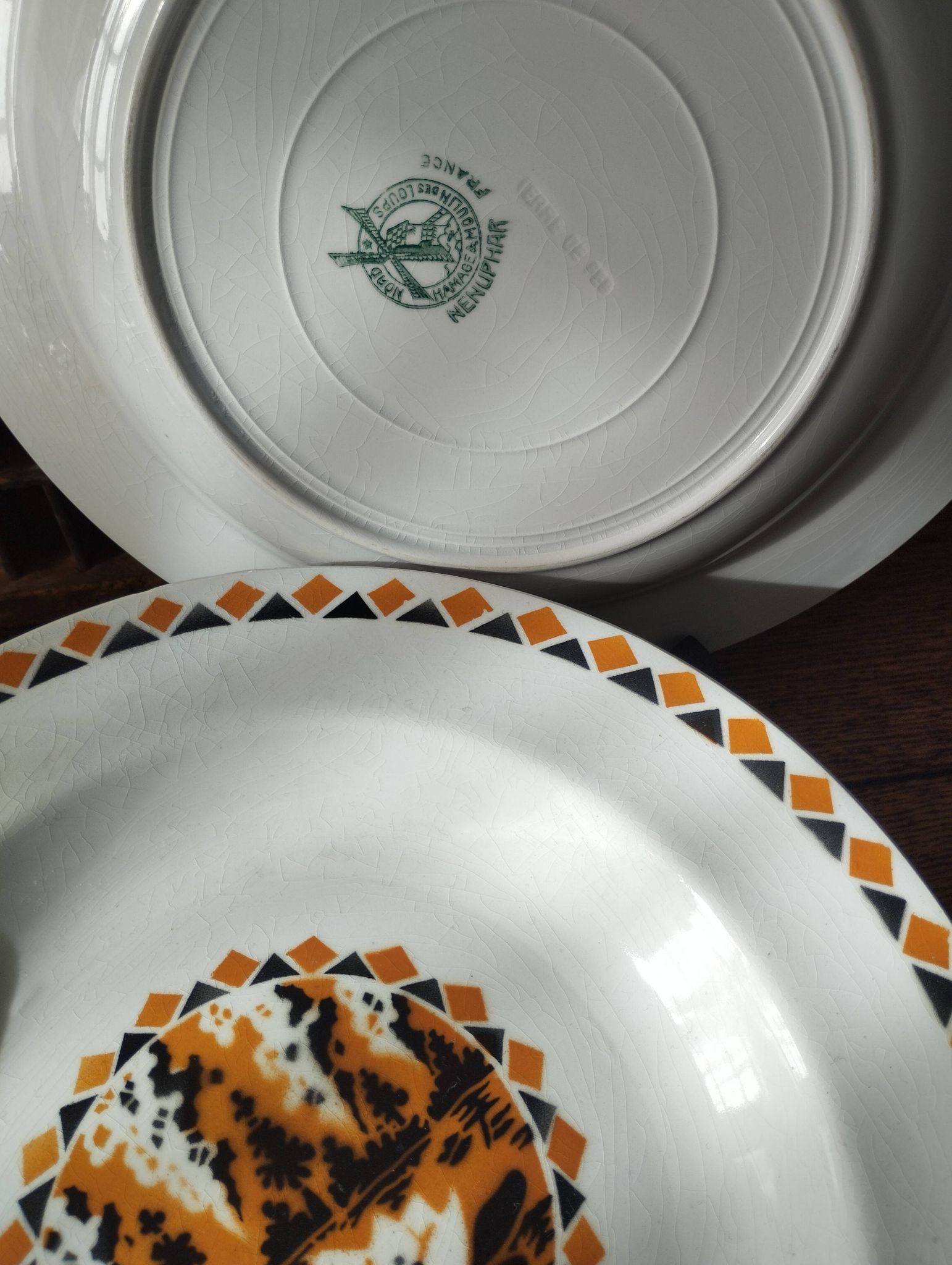 Set of 10 large ironstone Art Deco plates Saint-Amand Water Lily
