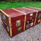 Old metal and wood travel trunk