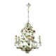 Large flower and leaf chandelier, hand-painted sheet metal, Italy, 1940s