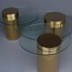 Polished Brass and Glass Low Tables. 2000s. Set of 3