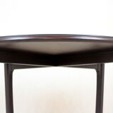 Table basse ronde en bois restaurée, Tchécoslovaquie, années 1970