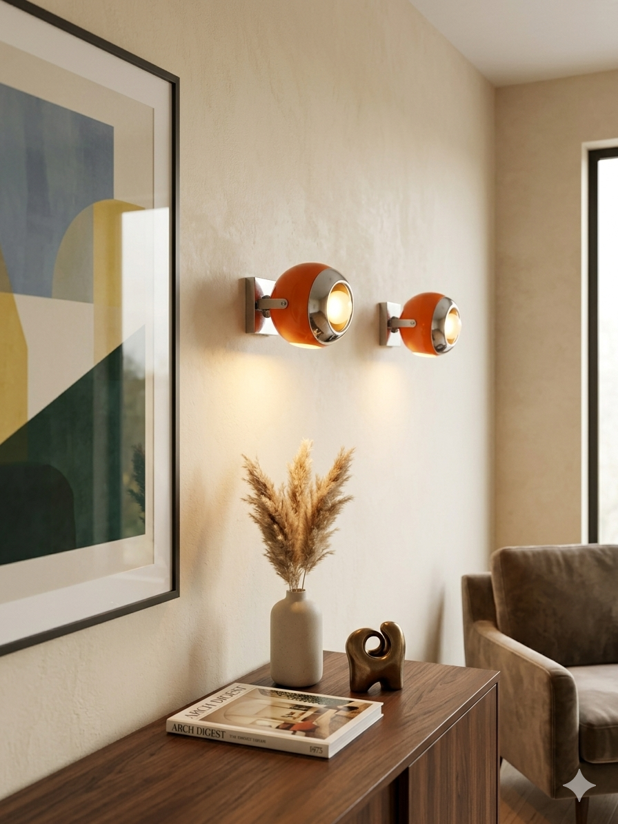 Pair of vintage 70s eyeball wall lights.