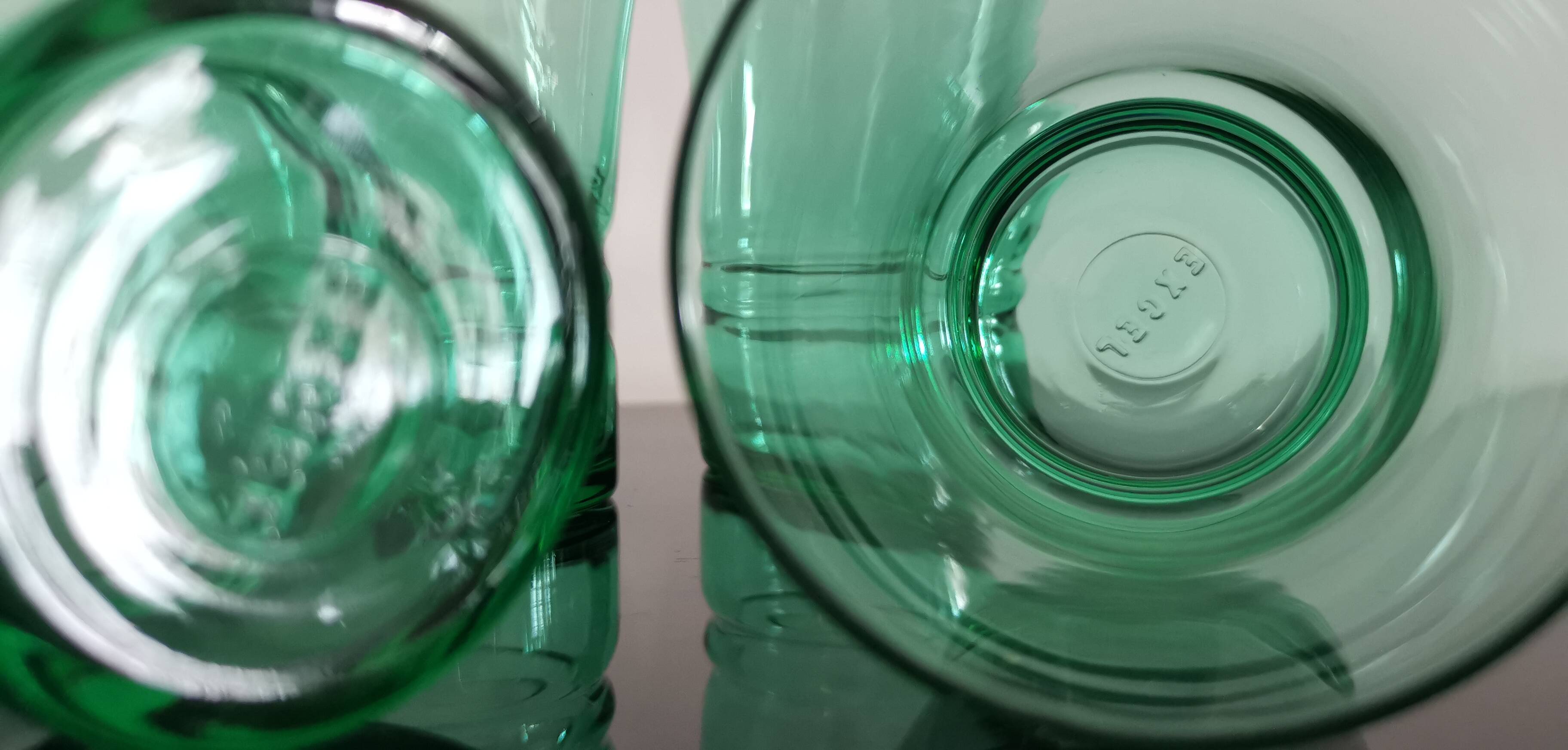 5 vintage excel green aperitif glasses