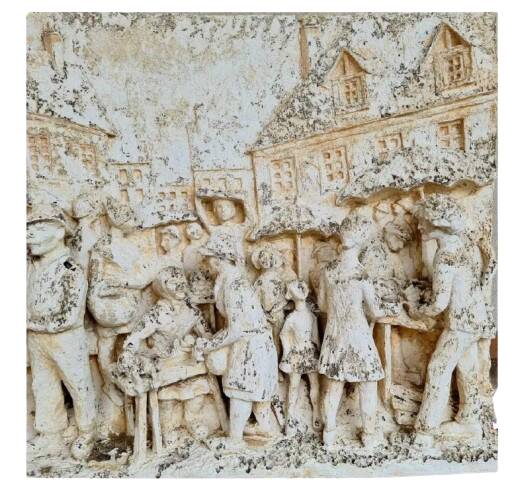 High relief plaster plaque