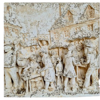High relief plaster plaque