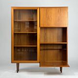 Vintage Teak Highboard Shelf Display Cabinet by Omann Jun 60s Danish Design
