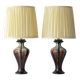 Pair of Art Deco Ceramic Table Lamps, Flambé Glaze, Belgium, 1920s, New Lampshades