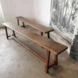 Paire de bancs anciens en chêne