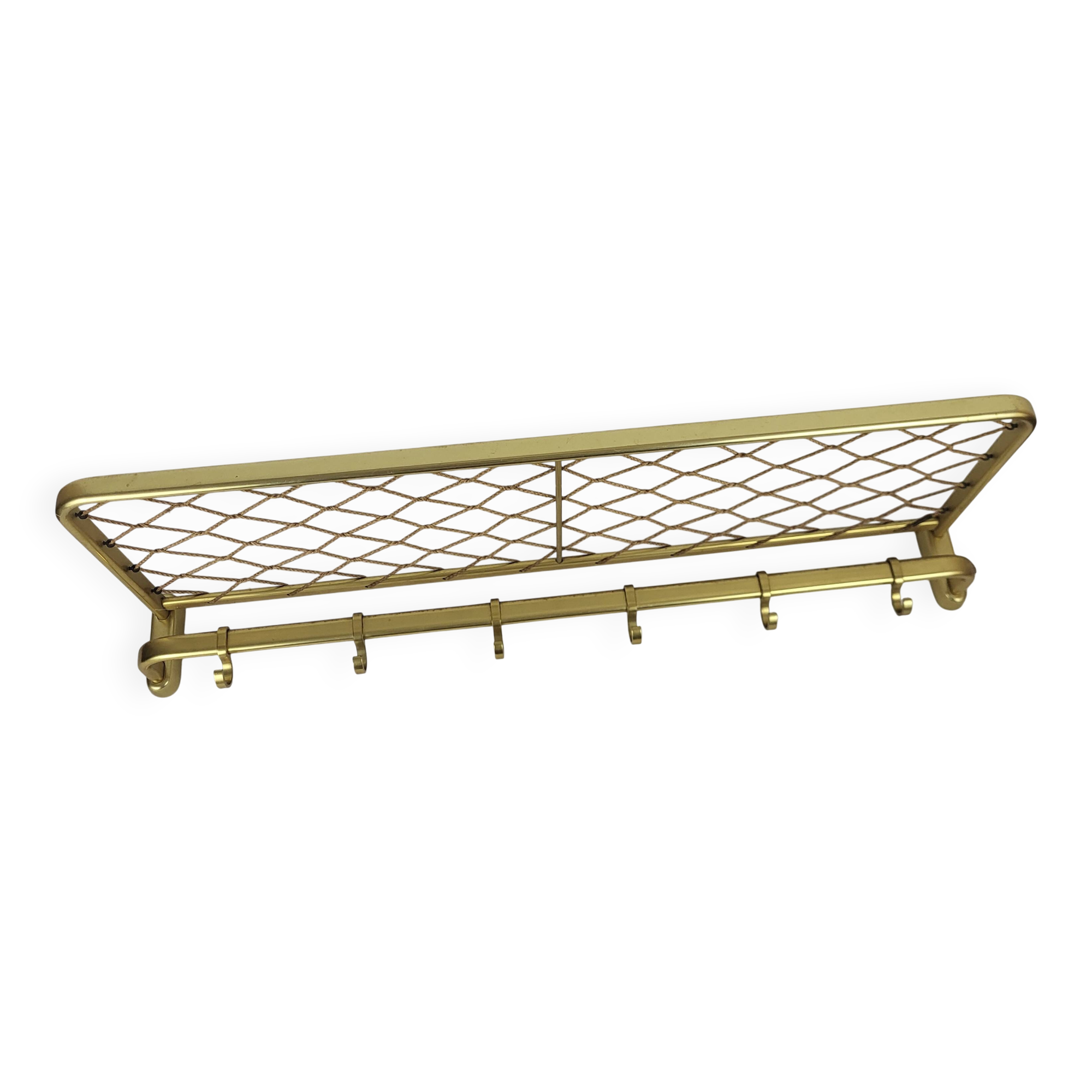 1960s gold aluminum coat rack