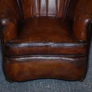 Art Deco Hand-Dyed Whisky Brown Sofa, Armchairs and Ottomans, 1920s, Set of 5