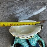 Trio of Vallauris vases in turquoise and black, highlighted with gold, 22 cm high