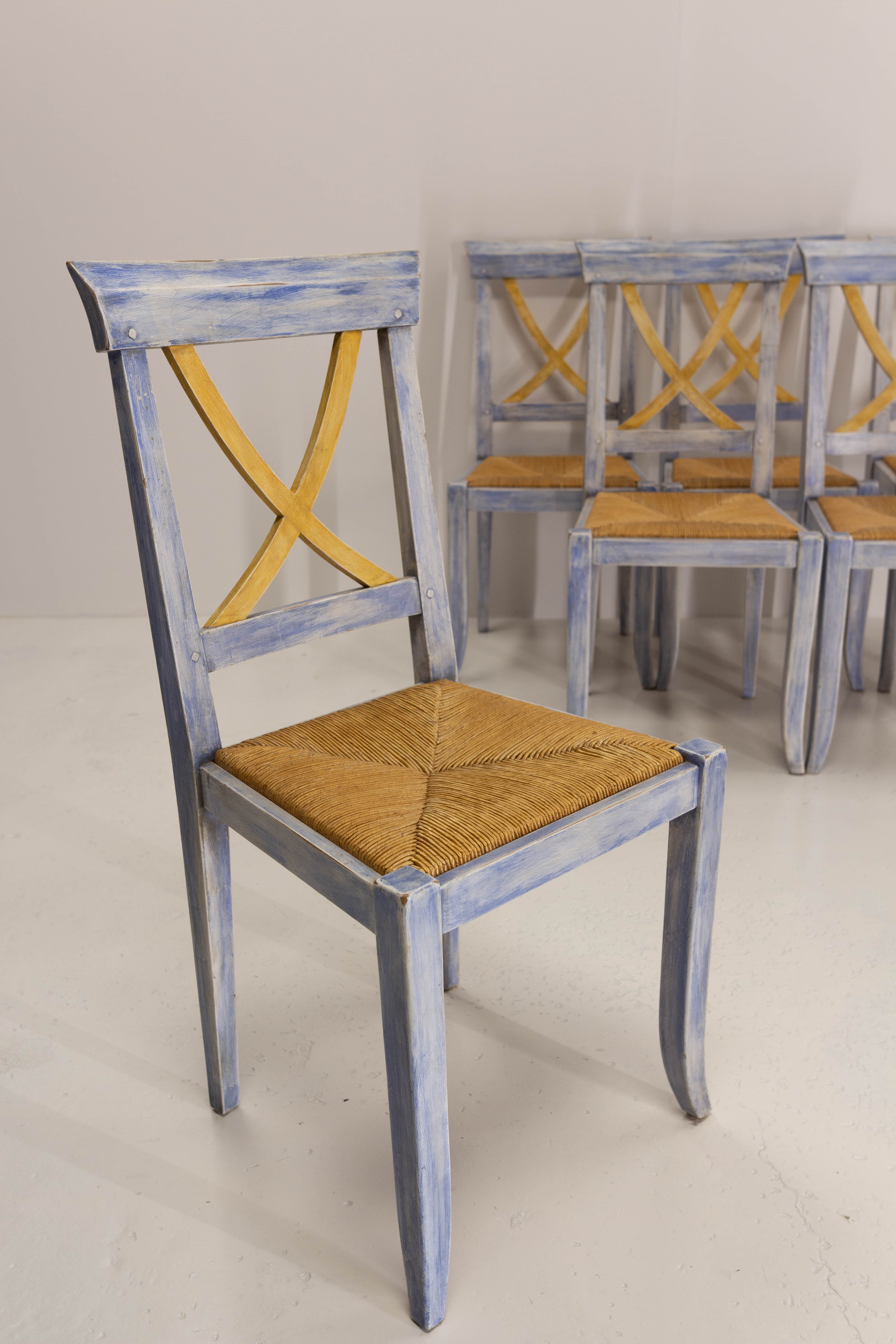 6 mulched provencal style chairs