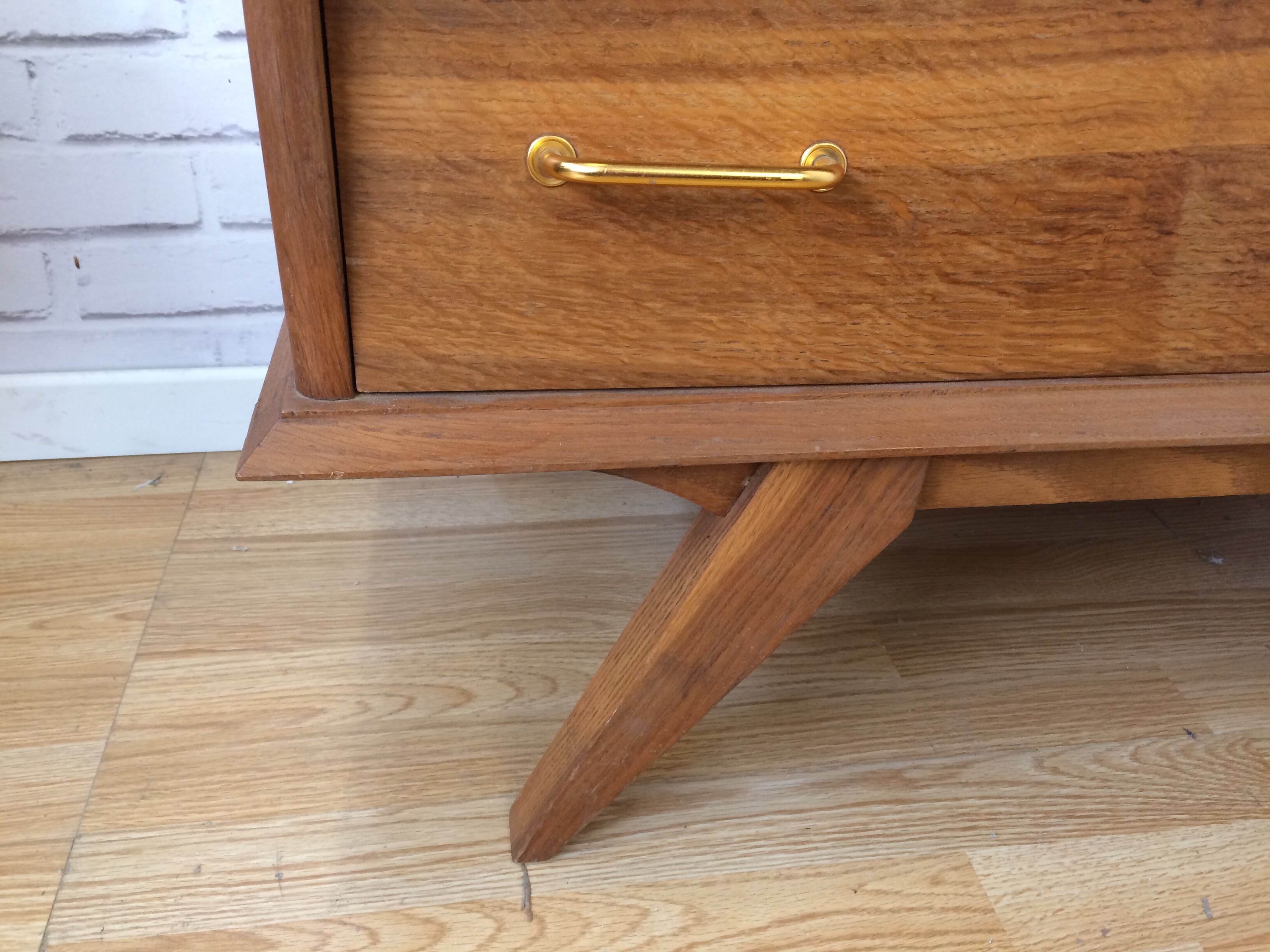 Chest of drawers 3 drawers golden oak compass feet