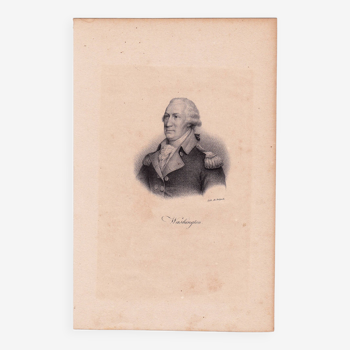 Lithographie XIXe 1833 Portrait George Washington Amérique USA Président