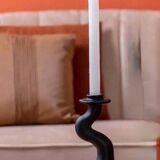 Pair of black sculptural candle holders – contemporary organic design