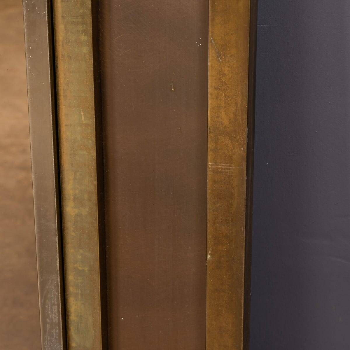 Miroir carré vintage en laiton et bronze du 20ème siècle par Belgo Chrom, Belgique