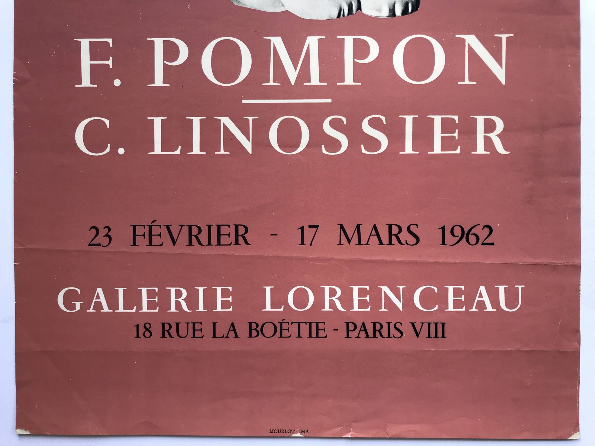 François pompon, galerie lorenceau, 1962. original mourlot photo-lithograph poster