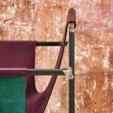 Burgundy leather armchair metal style indus contemporary design